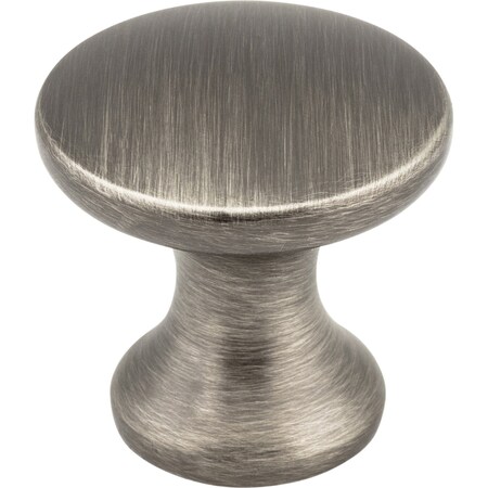 Elements 1" Diameter Brushed Pewter Slade Cabinet Mushroom Knob 3915-BNBDL